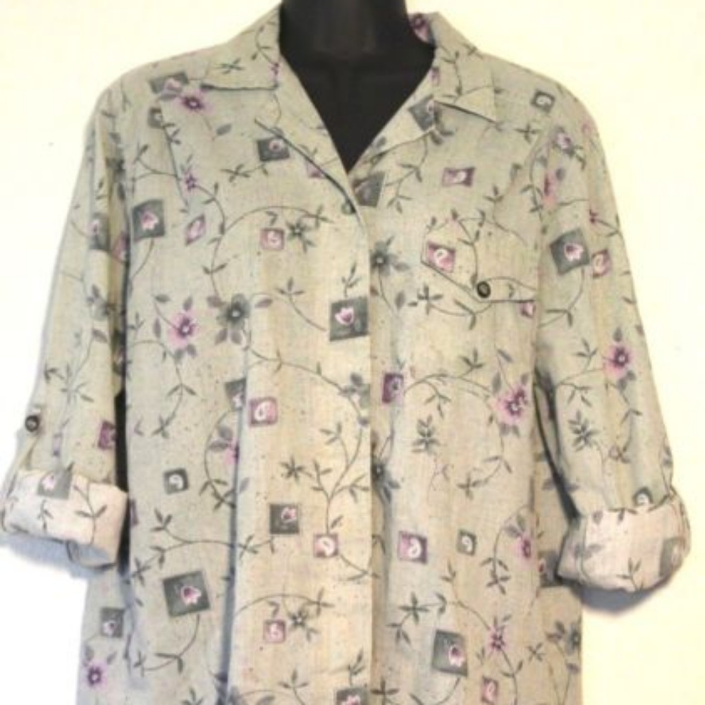 Tap & Co Petite Button Rolled-up Sleeve Sz PM